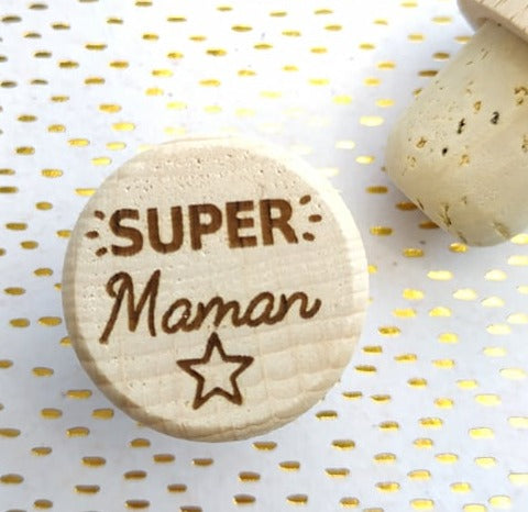 Bouchon de liège "SUPER Maman"