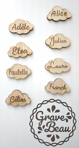 Marque places en bois  "Nuage"