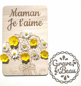 Carte porte fleurs "Maman je t'aime"