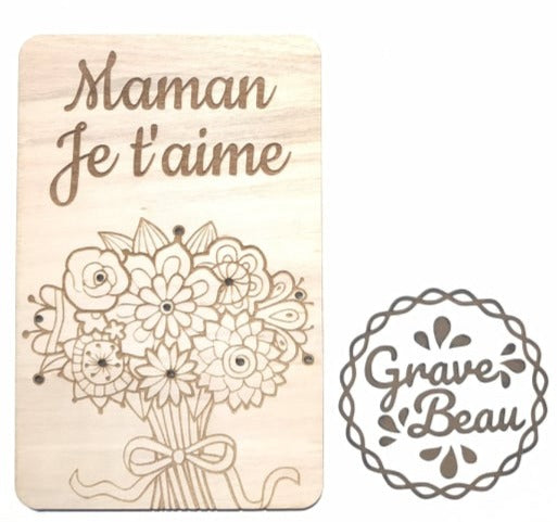 Carte porte fleurs "Maman je t'aime"