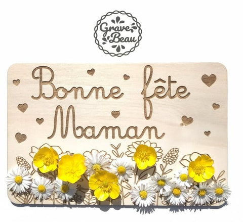 Carte porte fleurs "Bonne fête Maman"