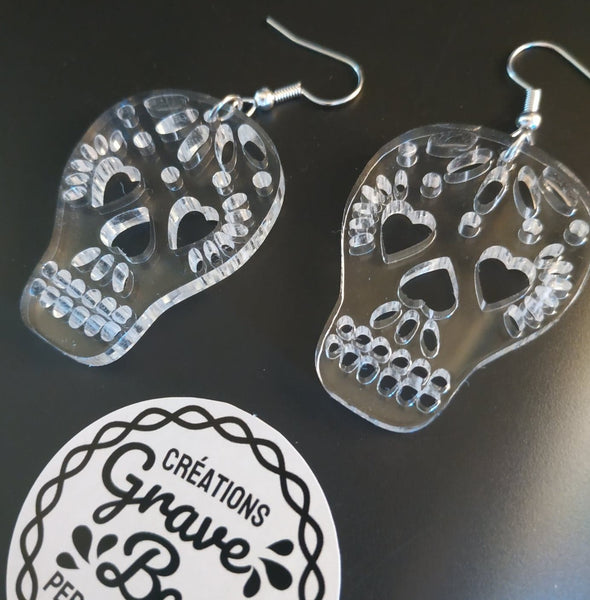 Boucles d'oreilles HALLOWEEN "Craneo PLEXI"