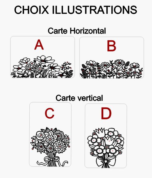 Carte porte fleurs personnalisable de A à Z